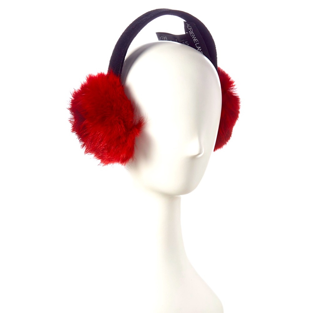 Adrienne Landau Rabbit Fur Earmuffs Red